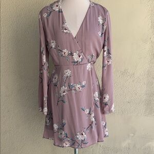 Lush Floral Wrap Mini Dress in Mauve